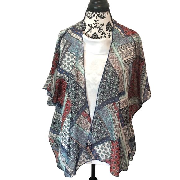 Live4Truth Red White & Blue Kimono Mixed Print-Medium - Picture 4 of 8
